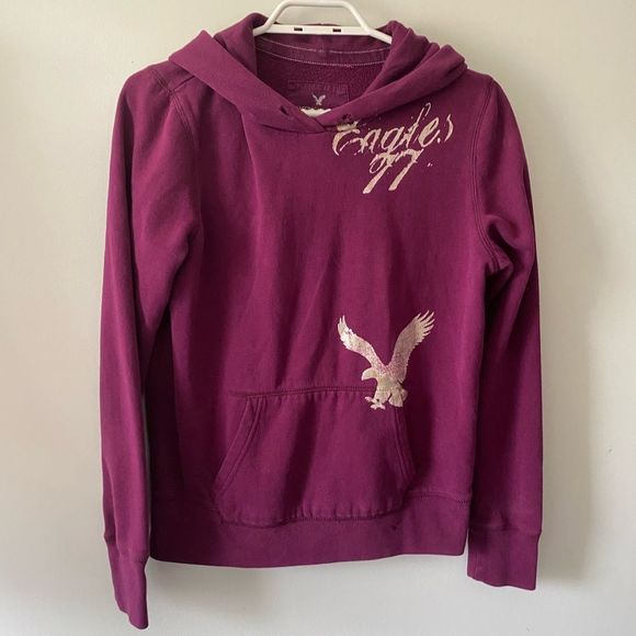 American eagle outfitter AE hoodie eagle fleece purple - Picture 1 of 5